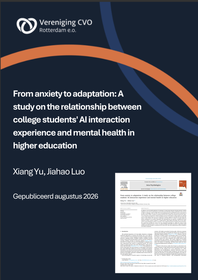 From anxiety to adaptation A study on the relationship between college students' AI interaction experience and mental health in higher education, augustus 2026
